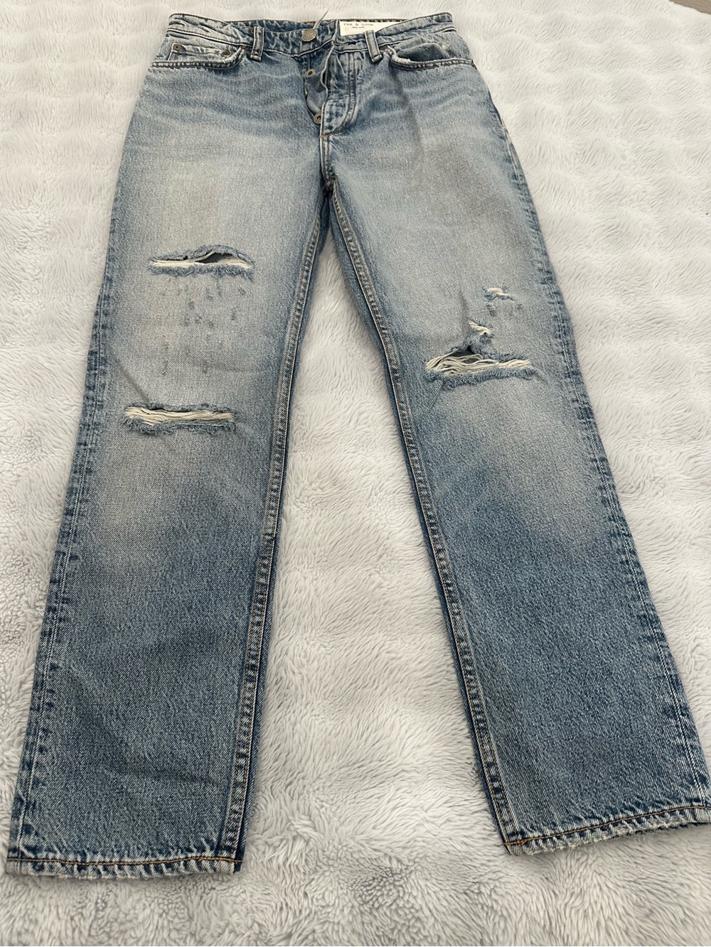 rag & bone Women’s Distressed Jeans Size 26 Light Wash Straight Leg